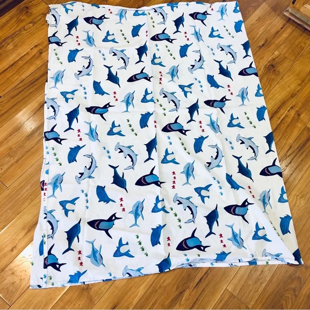 Pottery Barn sheet twin kids bedroom whales ocean surf beach nautical co…
